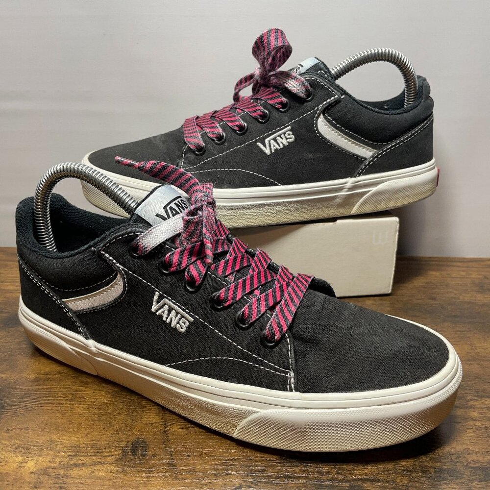 VANS  Men's Lace-Up Sneakers Black/White Size 7.5